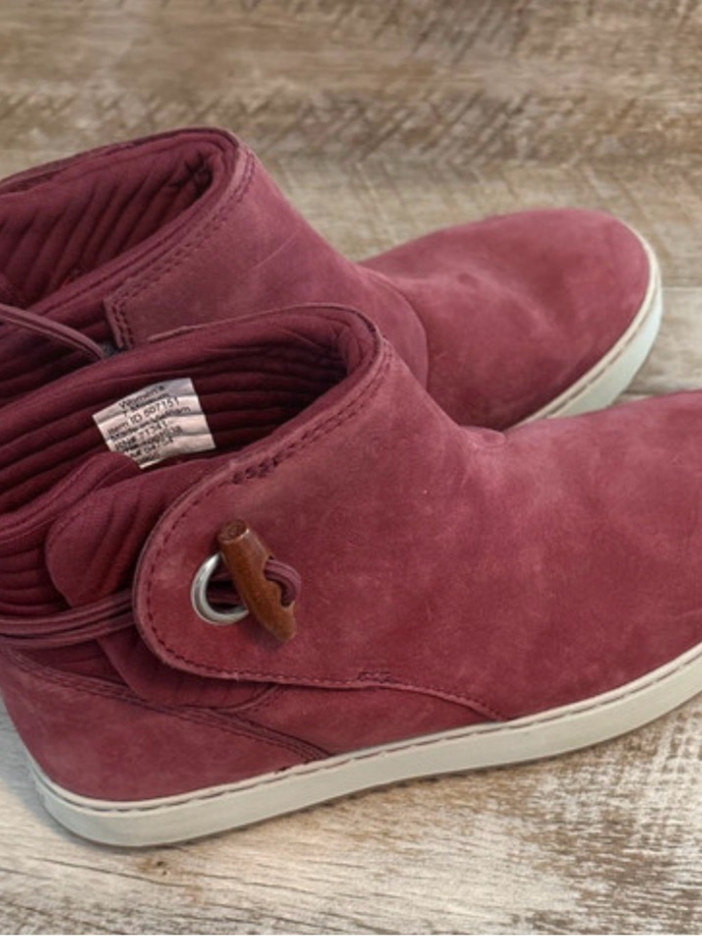 L.L. Bean Maroon Suede Ankle Booties with White Sole